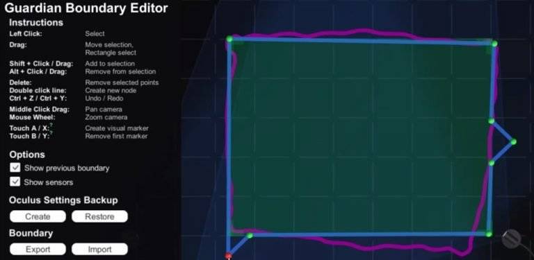 Guardian Boundary Editor Anpassung des Spielbereichs