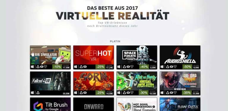 Umsatzstärkste VR-Spiele 2017